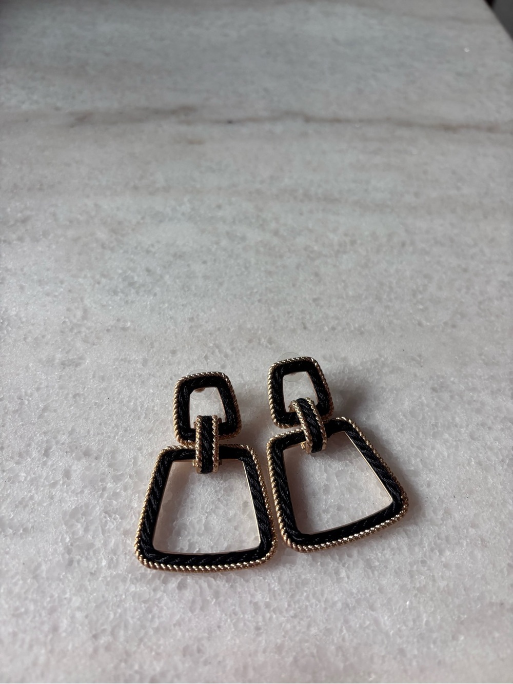 Express Black and Gold Linked Drop Earrings